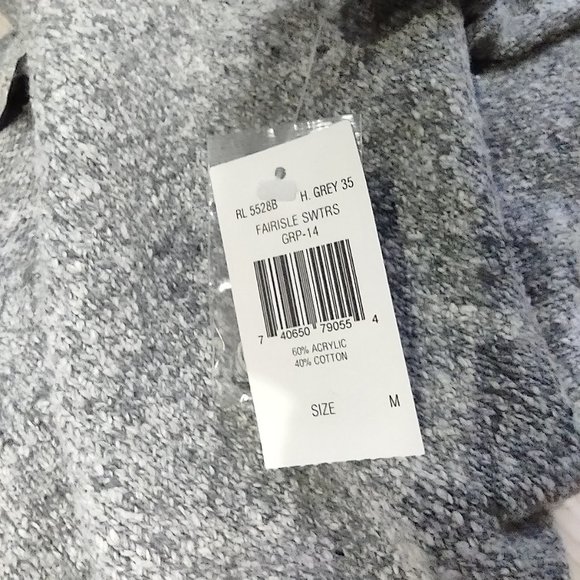 NWT Rafaella Gray Fairisles Short Sleeve Sweater Size M - Picture 5 of 6